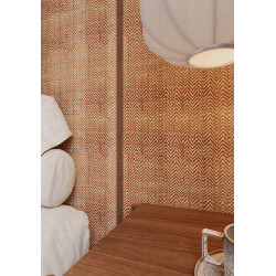 Tissage Raphia chevron-Naturel et Acajou