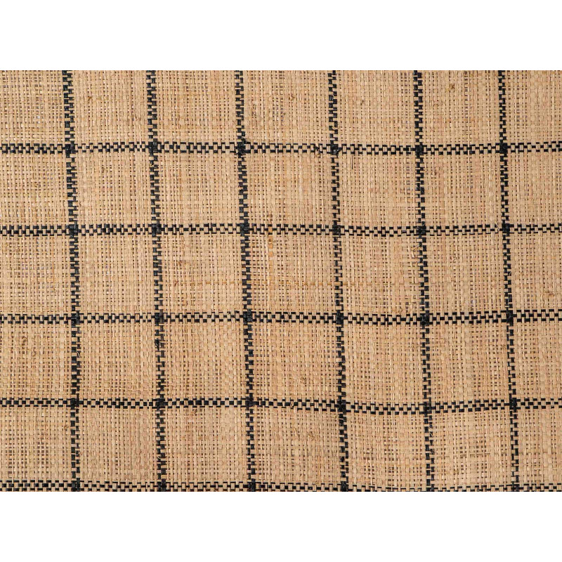 Tissage Rabane Raphia Langarana Carreaux Noir Naturel